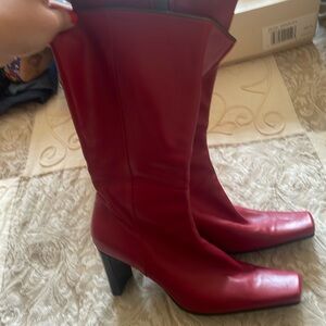 Sergio Rossi Red Leather Boots
